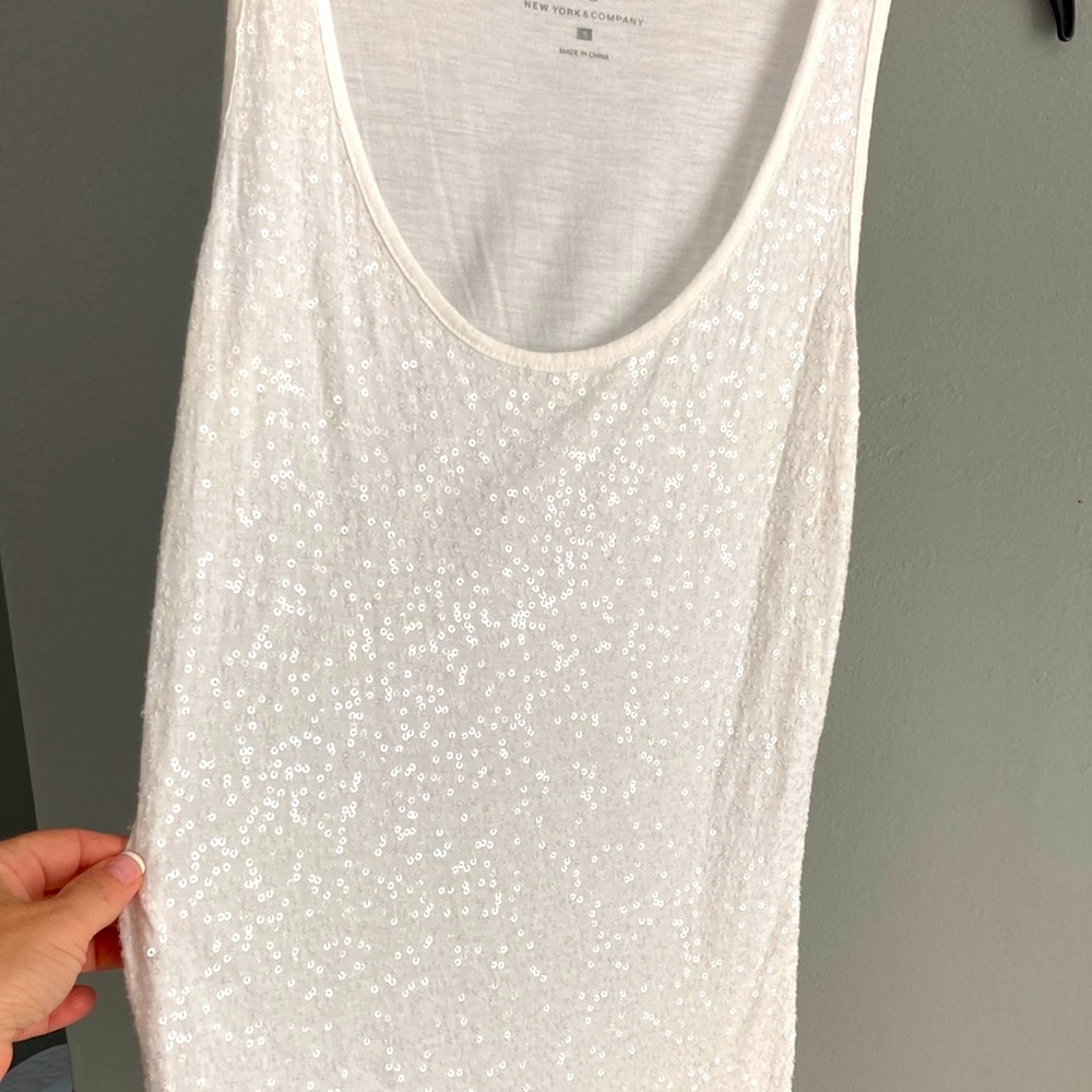 Women’s SEQUIN White Tank - size Small